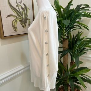 INC Off White Knit Sweater,  long embellished ribbed cuffed sleeves Sz XL NWOT